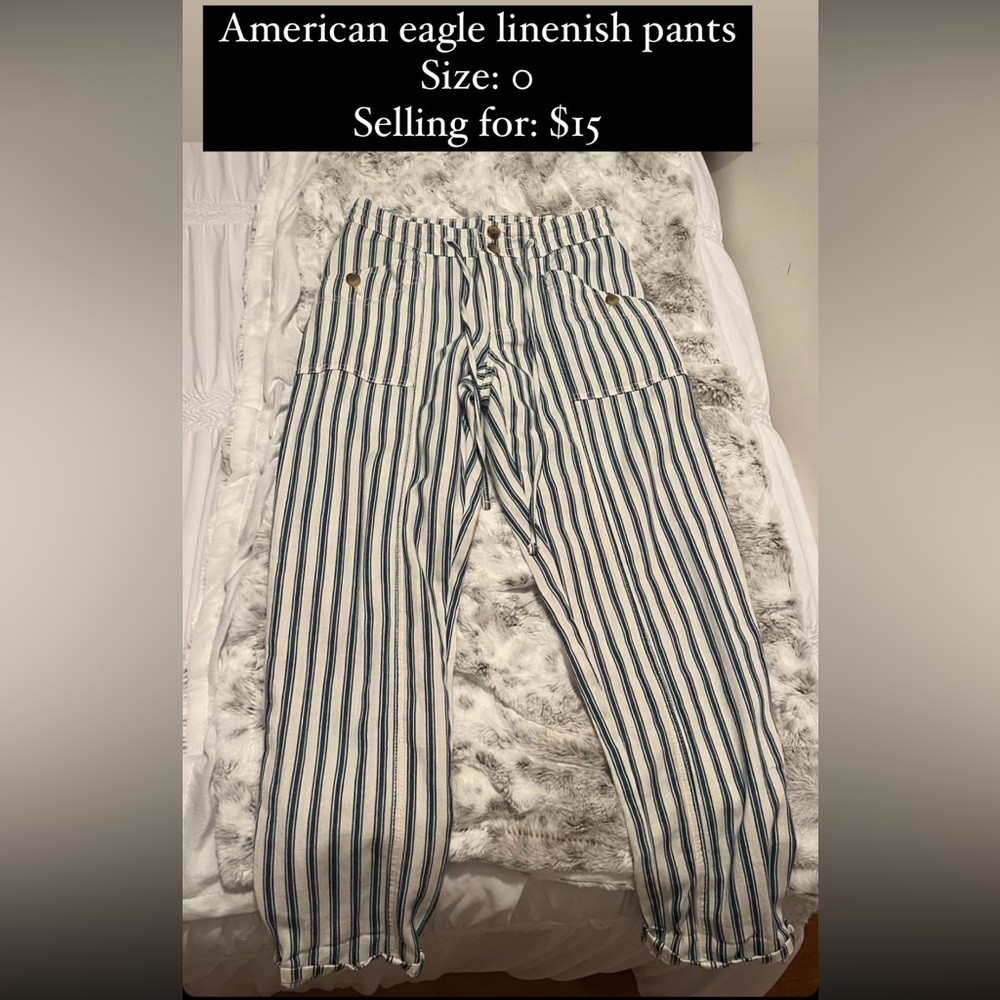 American Eagle linen striped pants